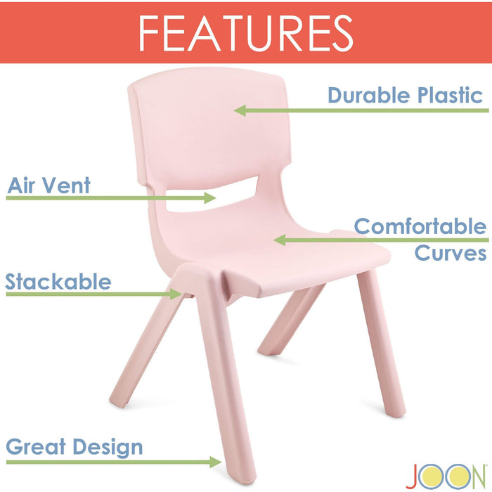 Shopbobbys Joon Stackable Plastic Kids Learning Chairs, Blush, 20.5X12.75X11 Inches, 2-Pack (Pack Of 2)