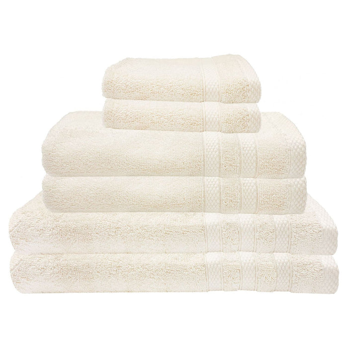 Shopbobbys Premius Premium 6-Piece Combed Cotton Bath Towel Set, Pearled Ivory