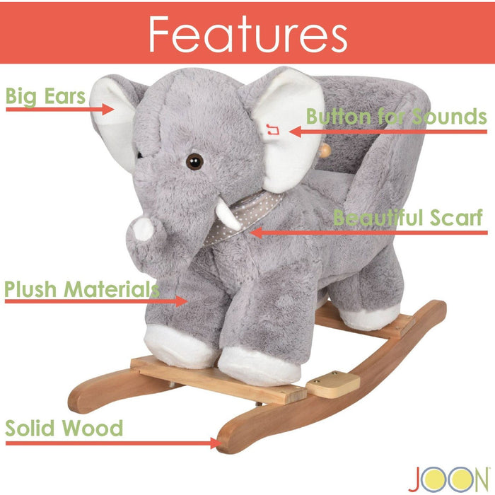 Shopbobbys Joon Olli Ride-On Rocking Horse Elephant With Scarf, Gray-White