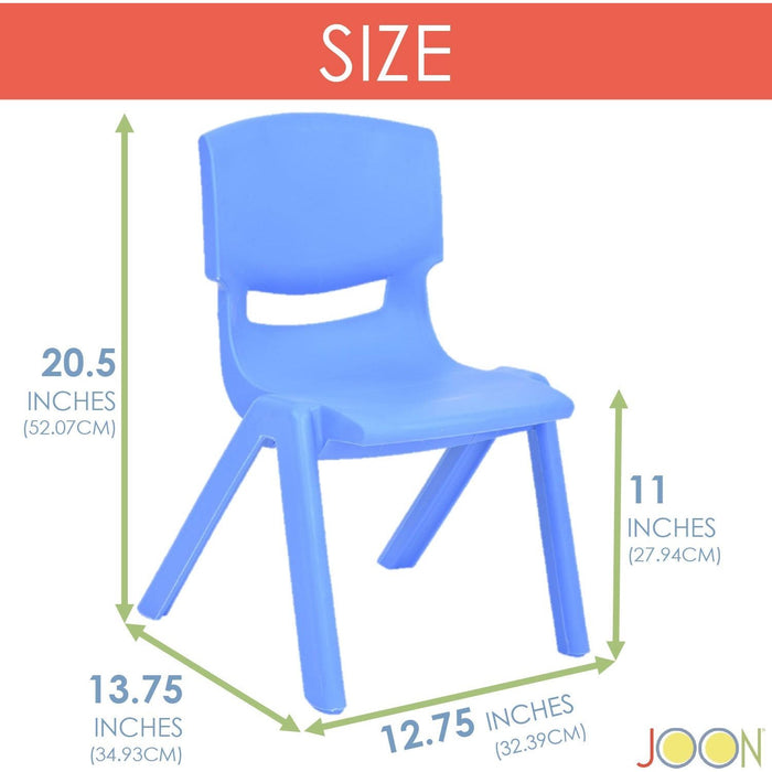 Shopbobbys Joon Stackable Plastic Kids Learning Chairs, Blue, 20.5X12.75X11 Inches, 2-Pack (Pack Of 2)