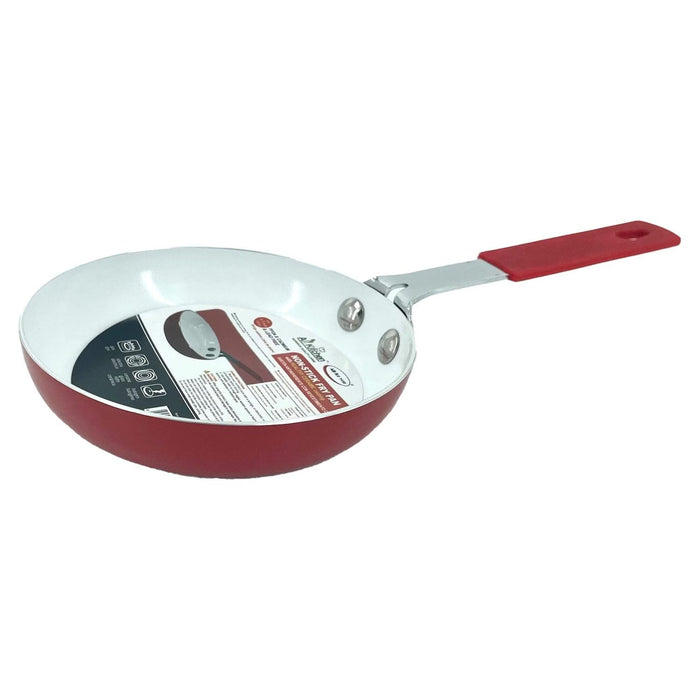 Shopbobbys Premius Mini Non-Stick Egg Frying Pan With Ceramic Coating, Red, 4.7 Inches