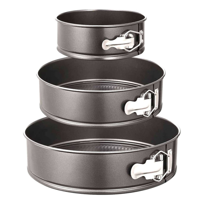 Shopbobbys Premius 3-Piece Springform Non-Stick Baking Pan Set, Gray