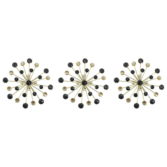 Shopbobbys Premius 3 Piece Two-Tone Metal Starburst Wall Decor Set With Jewels, Gold, 10 Inches