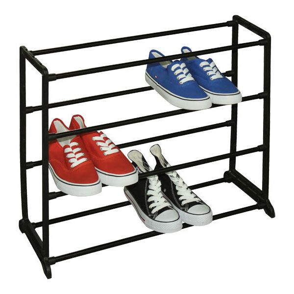 Home Basics Easy Assembly Space-Saving 12 Pair Shoe Rack, Black