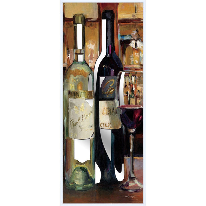 Shopbobbys Premius Reflection Of Wine With Mirror Cut Outs Framed Wall Art, 8X20 Inches