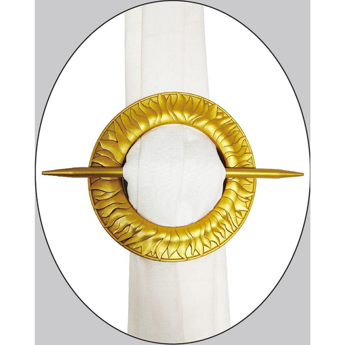 Shopbobbys Premius Sun Round Decorative One Pair Curtain Tie Back, Gold, 6.5X6.5 Inches