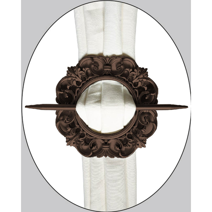 Shopbobbys Premius Round Scroll Decorative One Pair Curtain Tie Back, Coffee, 7X7 Inches