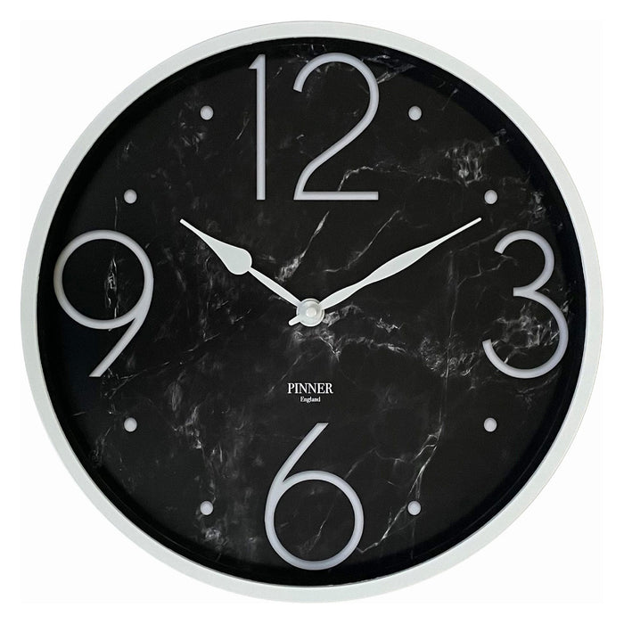 Shopbobbys Premius Modern Numeral Bold Round Analog Wall Clock, Marble Black, 14 Inches