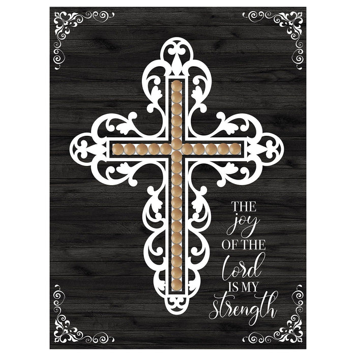 Shopbobbys Premius The Joy Of The Lord Is My Strength Religious Beaded Wood Plaque, 12X16 Inches