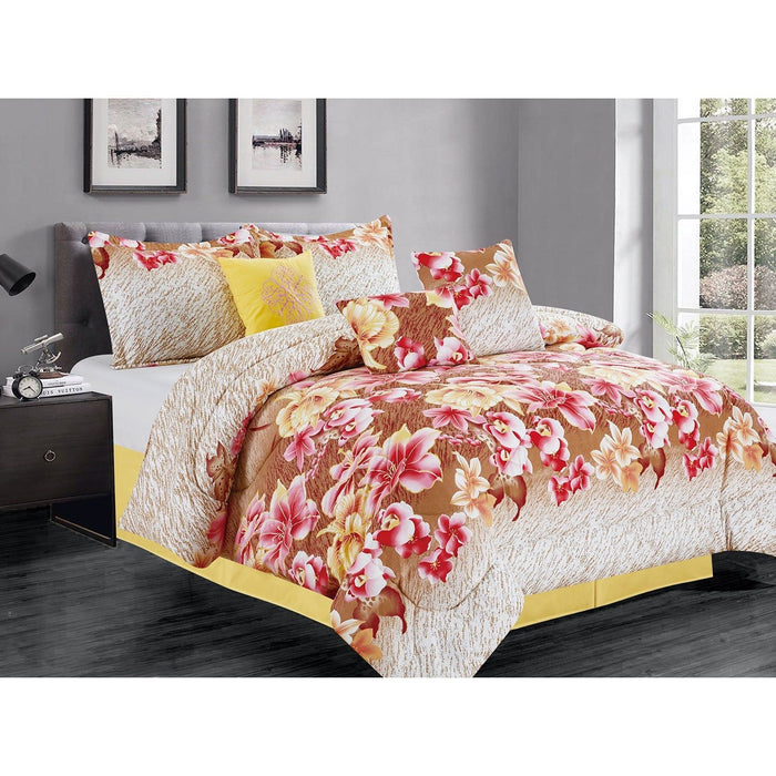 Shopbobbys Premius Monica 7 Piece Oversized Comforter Set, Yellow-Brown