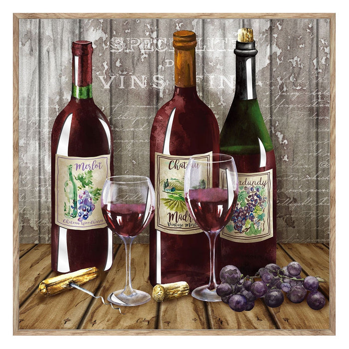 Shopbobbys Premius Wine Scene 1 With Mirror Cut Outs Wall Decor, 14X14 Inches