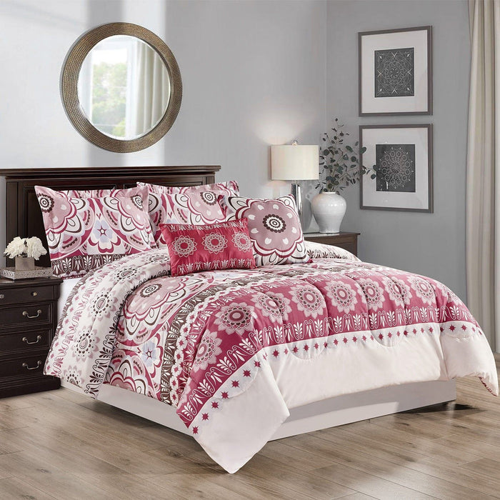 Shopbobbys Irena Floral Emblem Printed 5-Piece Comforter Set