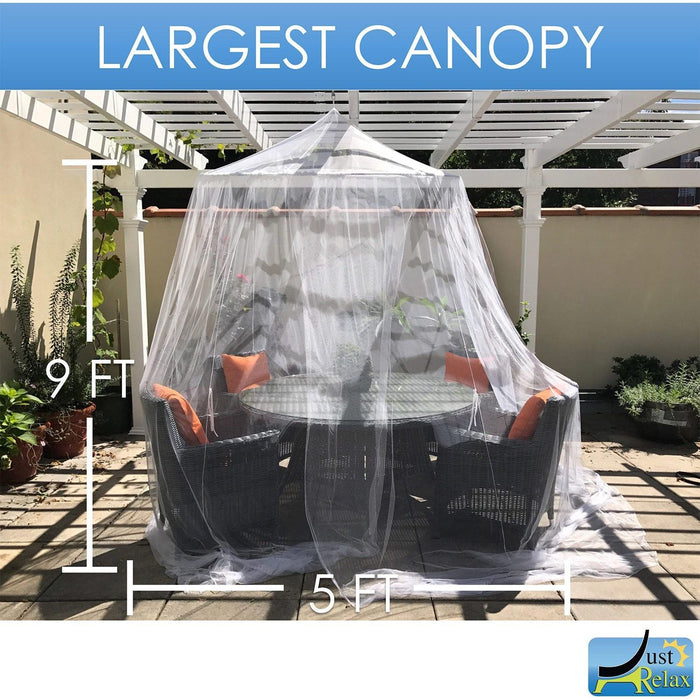 Shopbobbys Just Relax Extra-Large Indoor-Outdoor Round Canopy Mosquito Net, White, 5X9 Feet