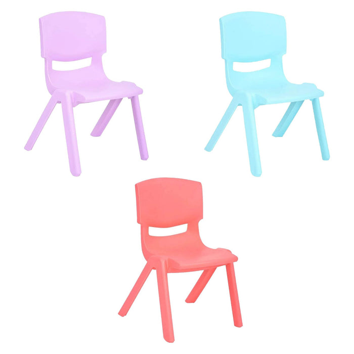 Shopbobbys Joon Stackable Plastic Kids Learning Chairs Set, Lilac-Baby Blue-Coral