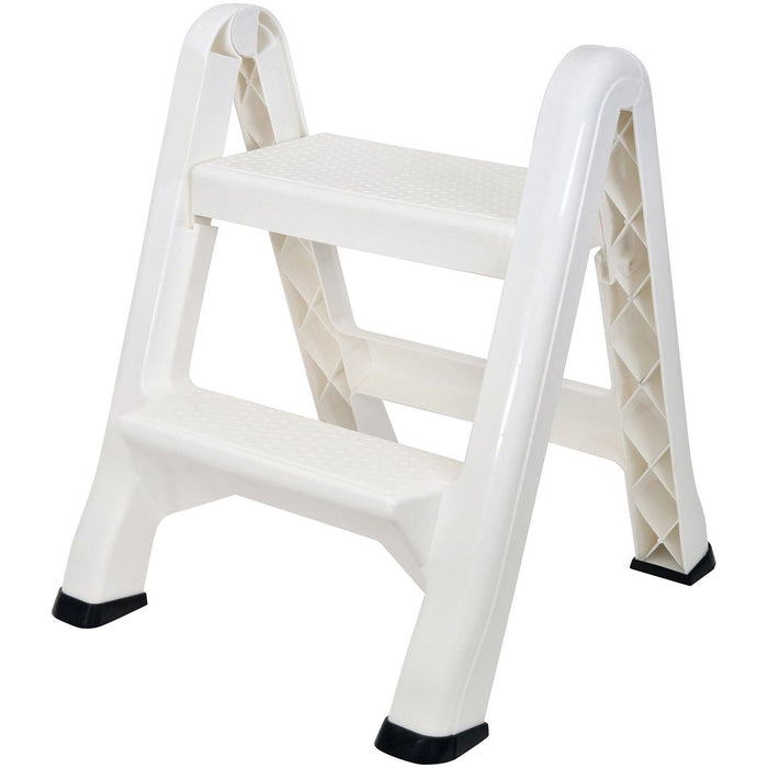 Shopbobbys Spigo Heavy Duty 2-Tier Folding Step Stool Ladder, White, 22.5X20.5X19 Inches