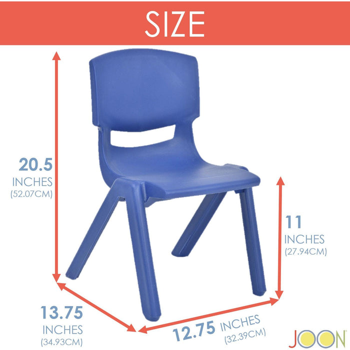 Shopbobbys Joon Stackable Plastic Kids Learning Chairs, Dark Blue, 20.5X12.75X11 Inches, 2-Pack (Pack Of 2)