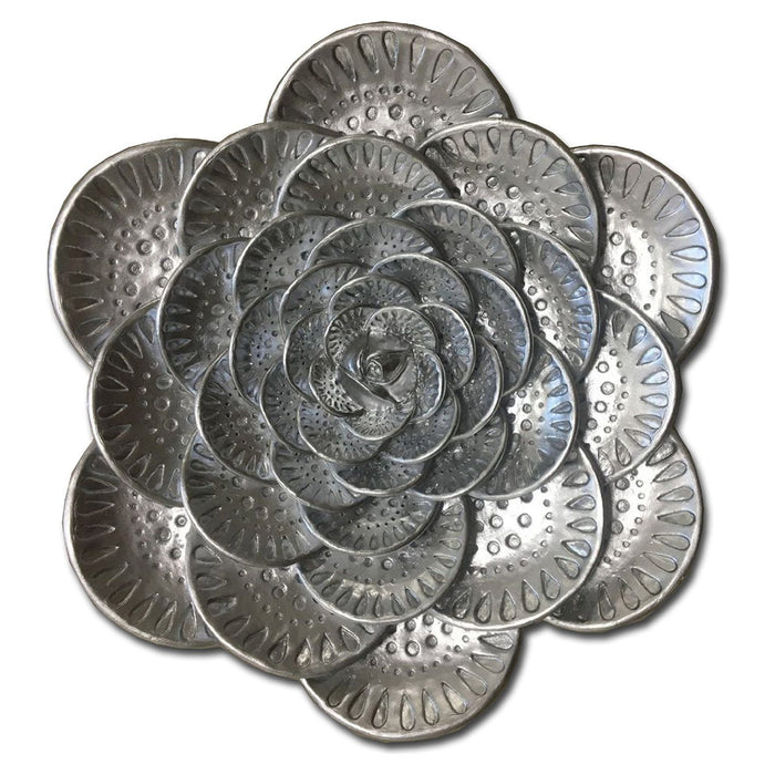 Shopbobbys Premius Resin Metallic Embossed Floral Wall Decor, Silver, 12 Inches