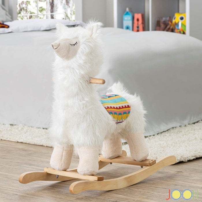 Shopbobbys Joon Lola Shaggy Hair Ride-On Llama Rocking Horse With Sound Effects, White