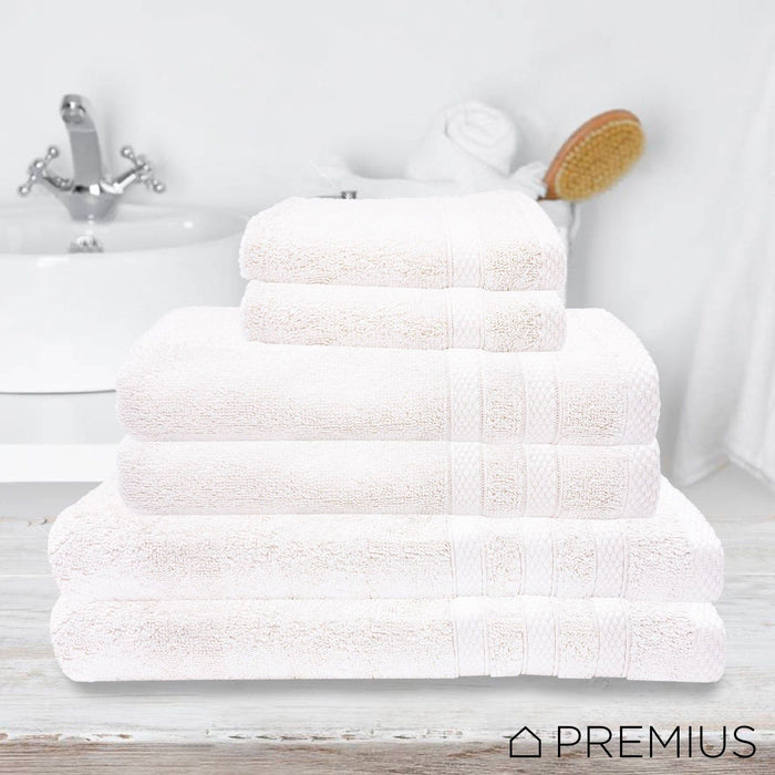 Shopbobbys Premius Premium 6-Piece Combed Cotton Bath Towel Set, White