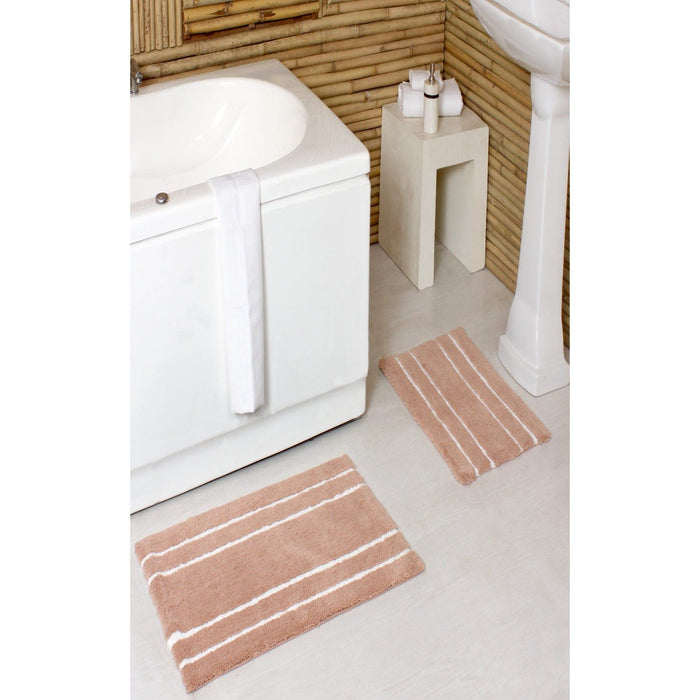 Shopbobbys Premius 2 Piece Striped Bath Rug Set, 17X24 And 20X32 Inches