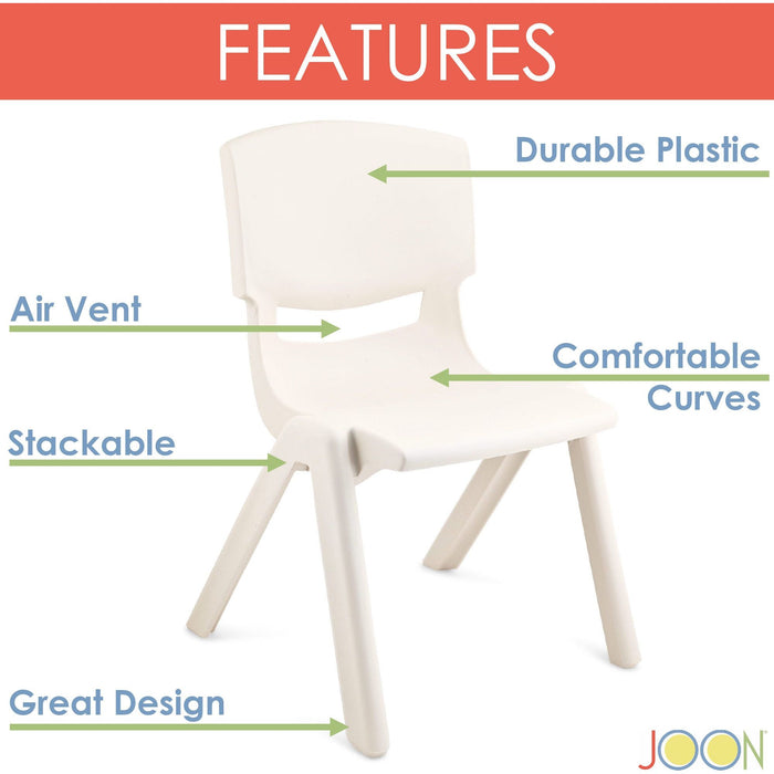 Shopbobbys Joon Stackable Plastic Kids Learning Chairs, Ivory, 20.5X12.75X11 Inches, 2-Pack (Pack Of 2)