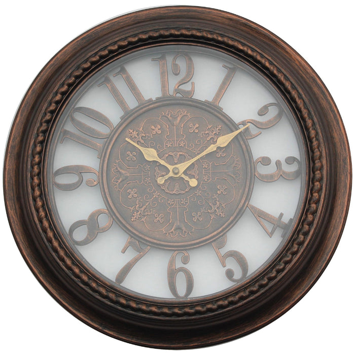 Shopbobbys Premius Industrial Digits Round Roped Wall Clock, Bronze, 15 Inches