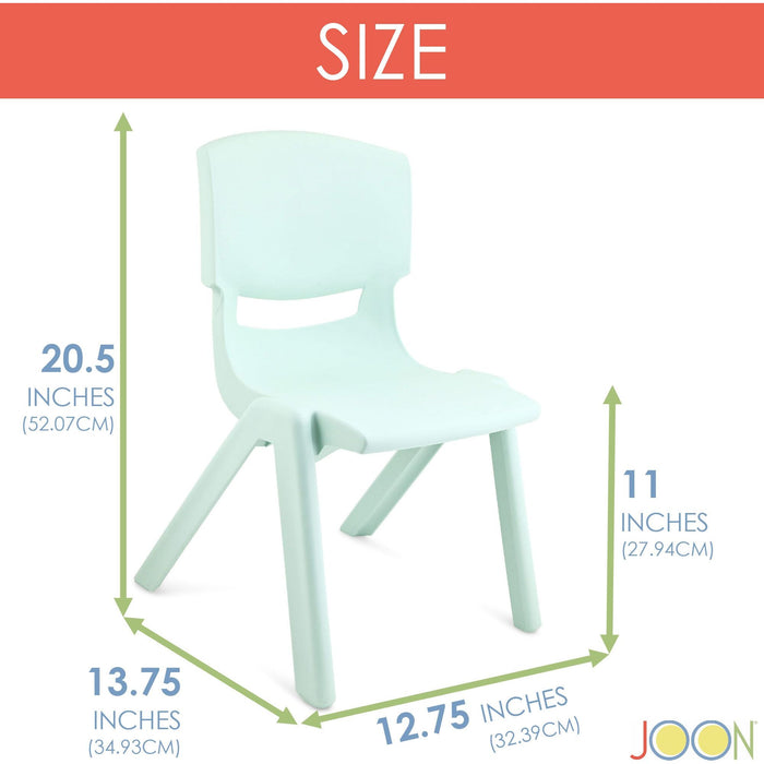 Shopbobbys Joon Stackable Plastic Kids Learning Chairs, Mint Green, 20.5X12.75X11 Inches, 2-Pack (Pack Of 2)