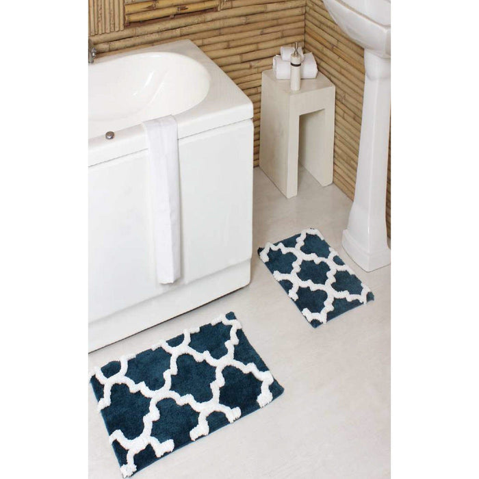 Shopbobbys Premius 2 Piece Quatrefoil Diamond Bath Rug Set, 17X24 & 20X32 Inches