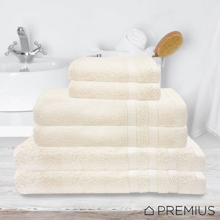 Shopbobbys Premius Premium 6-Piece Combed Cotton Bath Towel Set, Pearled Ivory