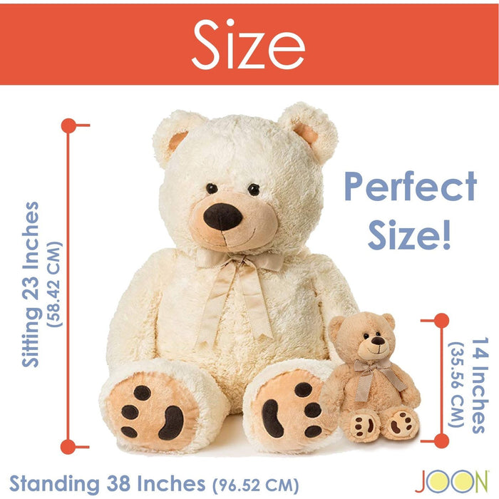 Shopbobbys Joon Huge Teddy Bear With Ribbon, Cream