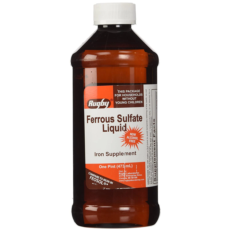 Rugby Ferrous Sulfate Elixir Iron Supplements By Rugby Laboratories - 16 Oz Medicine & Drugs