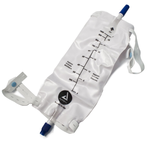 Dynarex Urinary Leg Bag With  Anti-Reflex Valve Large  12 Ct Health Care