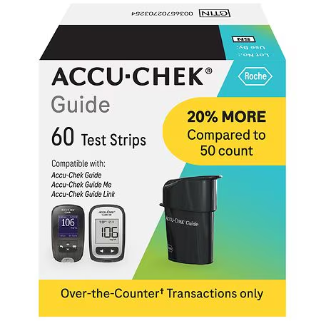 Accu-Chek Guide Accu-Chek Guide Test Strips  60 Ct  Cash Only Blood Glucose Meters White Smoke