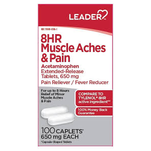 Leader LDR® 8-Hour Muscle Ache & Pain Relief – 650 mg (100 Caplets) Acetaminophen