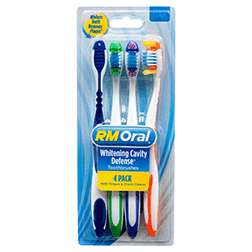 Remington Remington® Oral Whitening &amp; Cavity Defense Toothbrush – 4 Pack (Medium) Toothbrush Light Gray