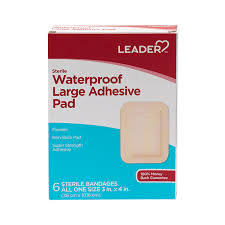 Leader LDR Waterproof Adhesive Pads – Sterile Wound Protection (3" x 4", 6 Count) First Aid