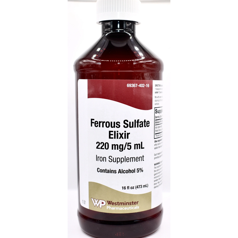 akron Ferrous Sulfate Liquid – 220 mg per 5 mL (16 fl oz / 473 mL) Vitamin Supplement