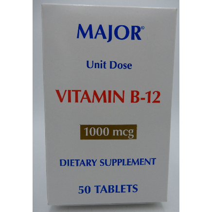 Major Vitamin B12 1000 mcg Gluten-Free Tablet, 5 x 10 UD Vitamins & Supplements Light Slate Gray