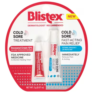 Blistex Blistex® Cold Sore Treatment Cream & Fast-Acting Pain Relief External Analgesic/Lip Protectant, 2-Pack Medicine & Drugs White Smoke