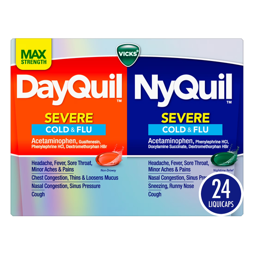 Vicks Vicks® Cold & Flu Retail Display with DayQuil™, NyQuil™ Severe & VapoRub™ – 30 Count Medicine & Drugs Sky Blue
