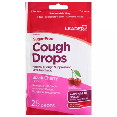 Leader LEADER™ Sugar-Free Cherry Cough Drop, 25-Pack Lavender