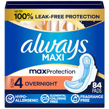 Always® Maxi Overnight Pads with Wings, Size 4, 6 x 28-Pack