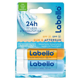 Labello Labello Sun & After Sun 24h Lip Balm Twin Pack – 2 x 4.8 g Lip Balms & Treatments White Smoke