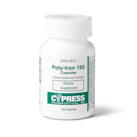 cypress Poly-Iron 150 Mg Capsule Minerals White Smoke