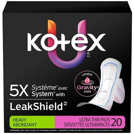 U by Kotex Ultra Thin Heavy Flow Winged Pads, 20 Count