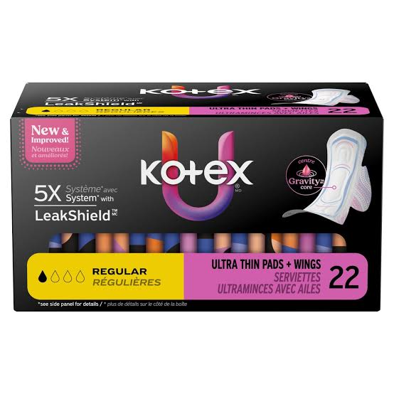 U by Kotex Ultra Thin Regular Winged Pads, 22 Count