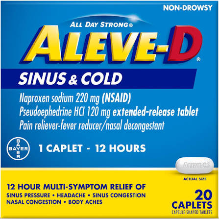Aleve Aleve-D Cold & Sinus Relief Caplets, 20 Count Medicine & Drugs Dodger Blue