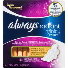 Always Totally Teen Radiant Infinity Get Real Regular Pads with Wings, 168 Count (12 x 14-Pack)
