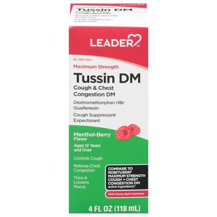 Leader LEADER™ Tussin DM Cough & Chest Congestion 400 mg - 20 mg Liquid, 118 mL (Compare to Robitussin®) Medicine & Drugs Lavender