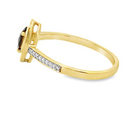 Bids.com .42ct Quartz Diamond Ring 10KT Yellow Gold Rings